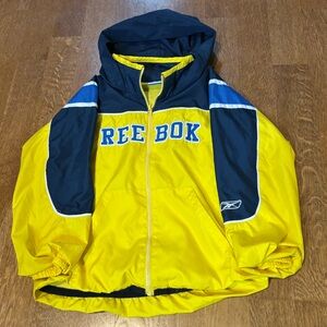 Reebok Y2K Yellow Navy Windbreaker Jacket Youth Large Runs Smaller colorblock